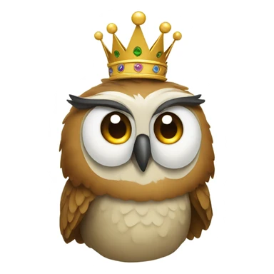 a funny owl with a crown on its head sticker