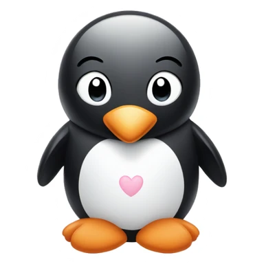 Penguin with light pink hearts sticker