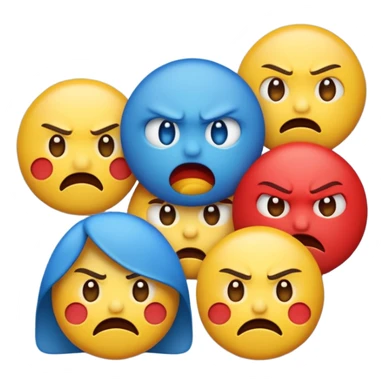 An angry emoji + sad emoji + silly emoji sticker