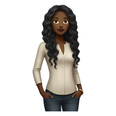 black woman with long hair and a nice top sticker