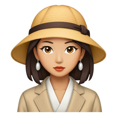 Stylish Japanese woman in trendy fashion sticker