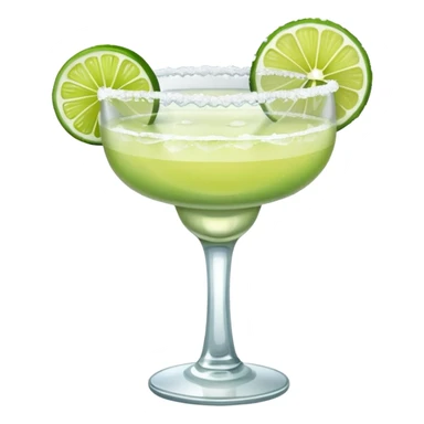 Margarita – glass with salted rim, lime wedge, ice sticker