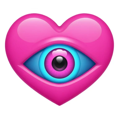 A pink neon heart with a eye in the center sticker