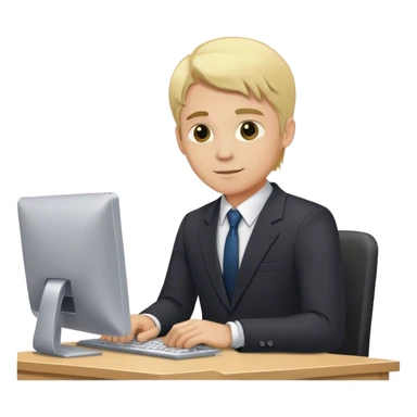 Blonde finance man working in exec on computer sticker