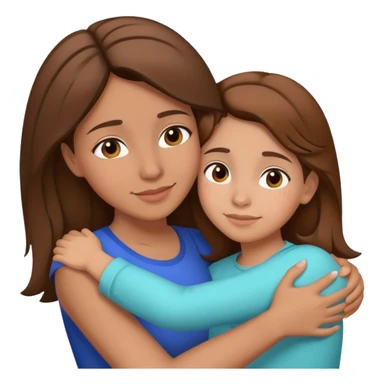Hispanic mother and teen daughter brown hair hugging sticker