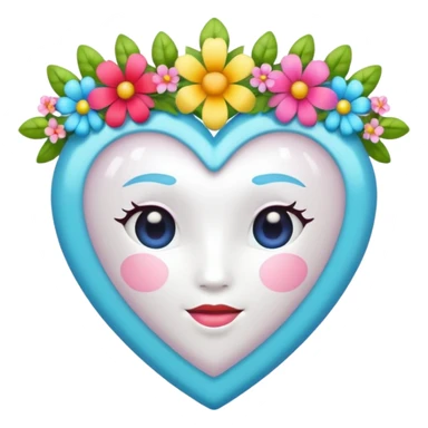 white heart with a floral crown sticker