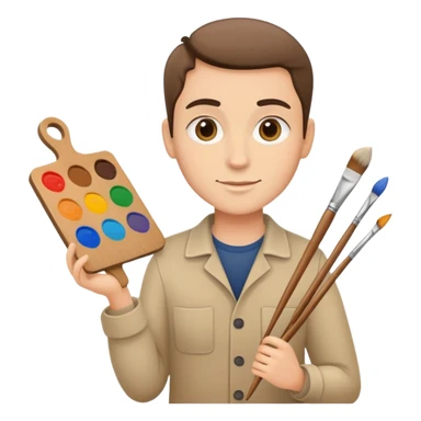 artist with palette and paintbrushes sticker