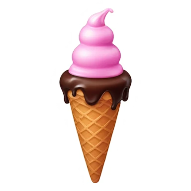 Pink ice cream with cone chocolate sauce  sticker