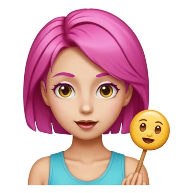 v-line face, candy hair, slim and small woman, emoji with various emotions sticker