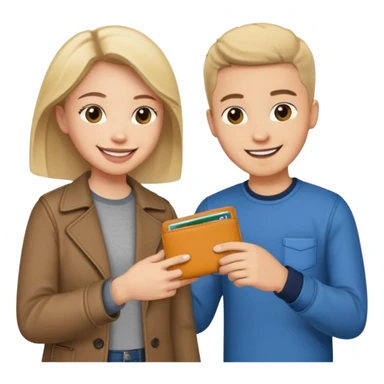 persona devolviendo billetera a otra persona sticker