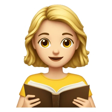 european girl reading book sticker