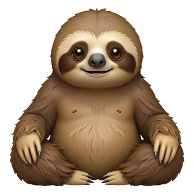 cinematic-sloth-realistic-full-body-sitting-emoji,-long-curved-claws-clinging,-thick-shaggy-brown-fur-slightly-ruffled,-head-tilted-dramatically,-slow-blinking-eyes-filled-with-serene-wisdom,-simplified-yet-realistic-focused-features,-highly-detailed,-glowing-with-an-almost-sarcastic-glow sticker