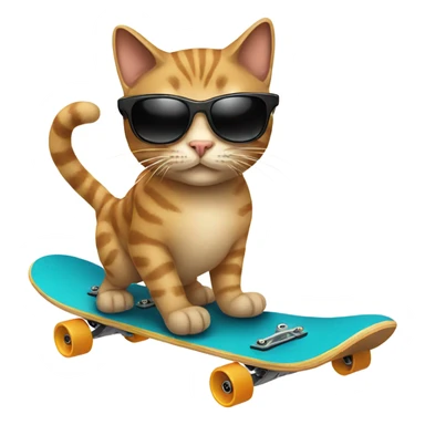 Cat with sunglasses riding an skateboard  sticker