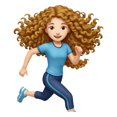 curly long girl running sticker