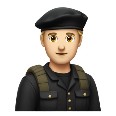 caucasian french man wearing a black beret  sticker