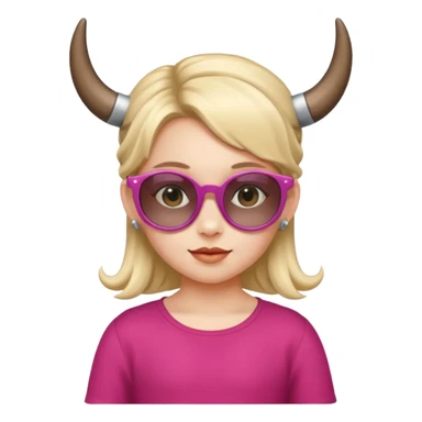 child girl with horns and sunglasses sticker