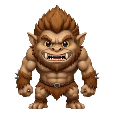 3d style hairy brown troll sticker