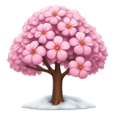 pink flower tree with snow falling on it  sticker