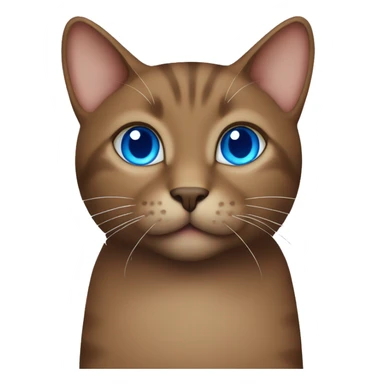 brown cat with blue heart eyes sticker