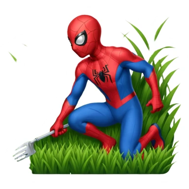 Spider-Man cutting the grass sticker
