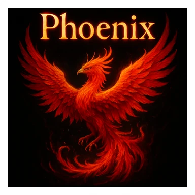 make image of phoenix with title, black background sticker
