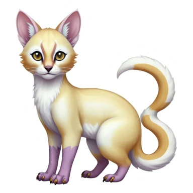 Colorful tropical pearly-albino-white iridescent glorious divine exotic cute cool beautiful shiny beautiful fantasy-caracal-civet-genet-sergal-vernid-Cacomistle-oncilla-animal-Fakémon-hybrid-fursona with tufted ears (full body) sticker