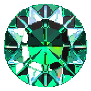 round cut emerald gemstone with vibrant green color and holographic sparkle effect sticker