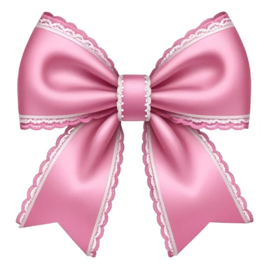 Pink ribbon bow with white lace  sticker