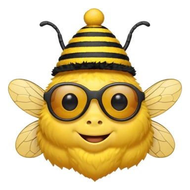 bee with party hat and sunglasses sticker