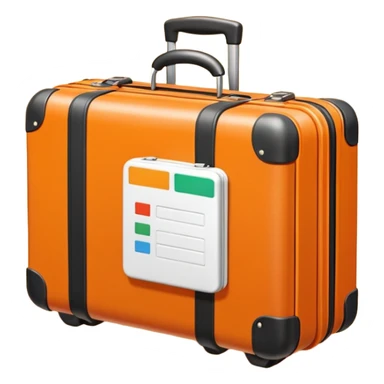 3D minimal icon of a suitcase in color code #FF3D00, clean and modern, symbolizing taking paid time off. Simple, bright, high-end style. sticker