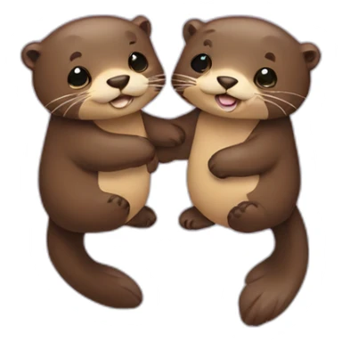 two otters holding hands sticker