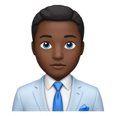 businessman, black skin, black eyes, white suit, blue tie sticker