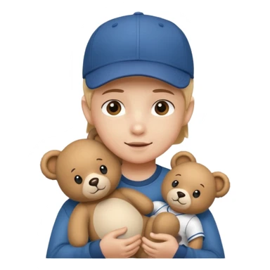 kid wearing hat with teddy bear  sticker
