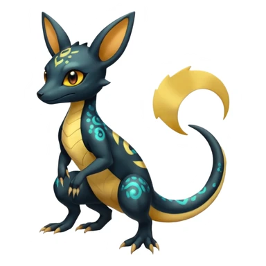 Shiny beautiful gorgeous ethereal Scaley Exotic Salandit-Umbreon-Fakémon-hybrid-creature (full body) sticker