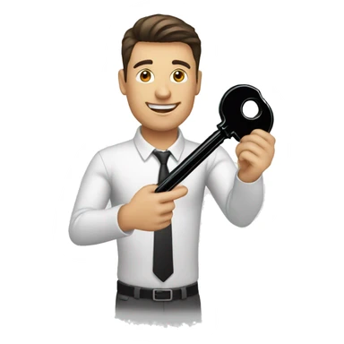 realtor handing a black key sticker