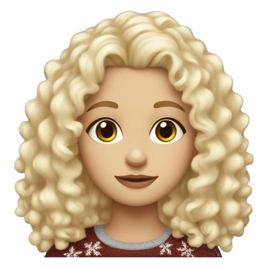 white, blond curly girl with brown eyed and chistimas sueter sticker