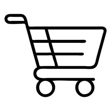 A shopping cart icon with wheels and handle, simple design sticker