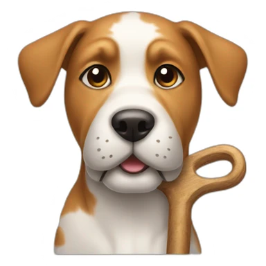 A dog holding a stick sticker