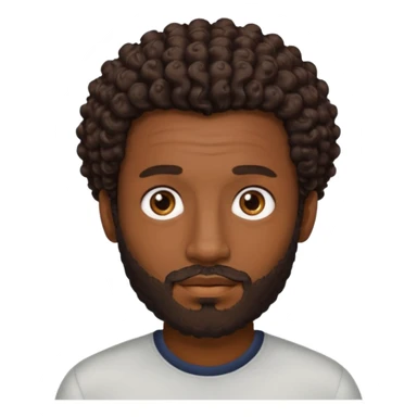 Dark brown skin man with a light beard and a curly   fade haircut with dark brown eyes sticker
