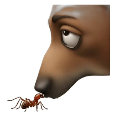 huge nose sniffing the ants sticker