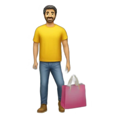 Armenian men doing shopping  in yellow clothes  sticker