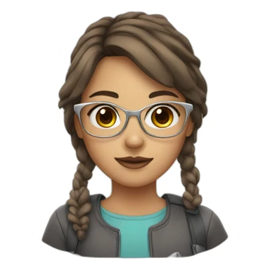 Girl with brown eyes and brown hair with silver glasses  sticker