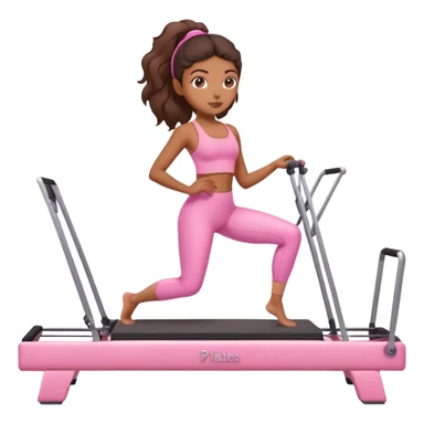 Brown girl in pink outfit on pink reformer pilates sticker