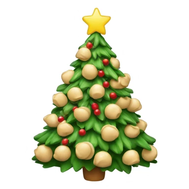 A Christmas tree decorated with pelmeni sticker