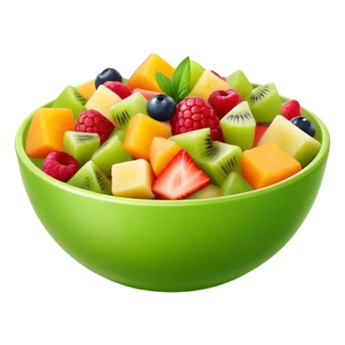 tiny green bowl of Fruit salad front view sticker