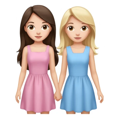 long hair brunette girl in light pink dress and blonde girl in light blue dress sticker