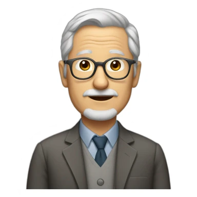 50 years professor with gray hair, glass no beard no mustache sticker