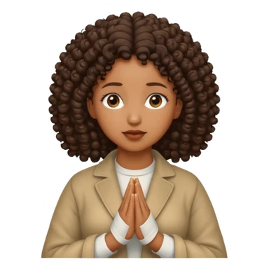 Curly hair Black women praying sticker