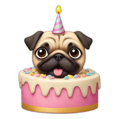 pug birthday cake sticker