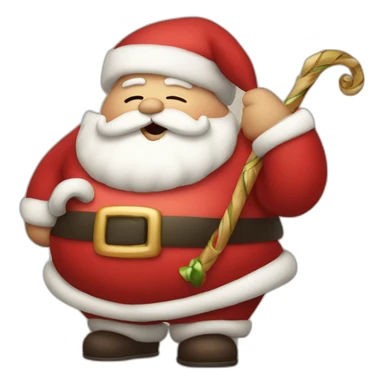 fat santa holding bow, one eye closed sticker